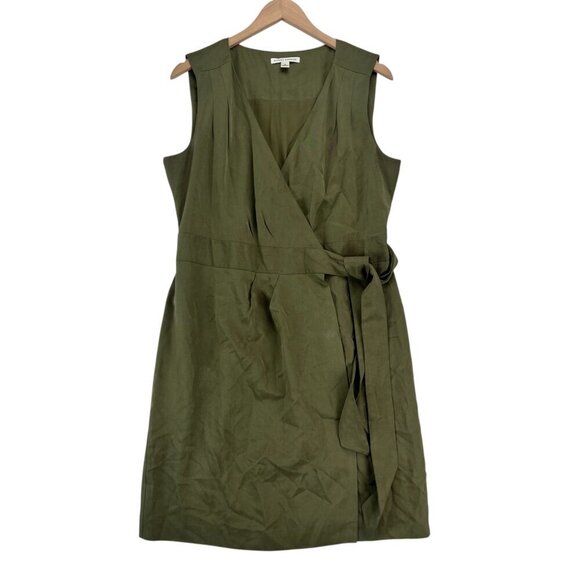 Banana Republic Wrap Midi Dress Green Career Sleeveless Size 12 - Picture 13 of 13